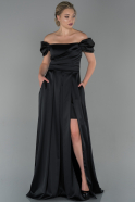 Long Black Satin Evening Dress ABU1716