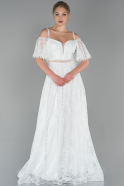 Long White Dantelle Evening Dress ABU1720