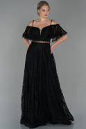 Long Black Dantelle Evening Dress ABU1720
