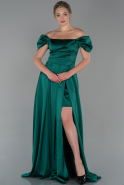 Long Emerald Green Satin Evening Dress ABU1716