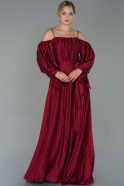 Burgundy Long Satin Engagement Dress ABU1656
