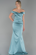 Long Turquoise Satin Mermaid Evening Dress ABU1726