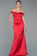 Long Red Satin Mermaid Evening Dress ABU1726