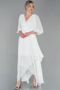 Long White Chiffon Invitation Dress ABU1729