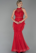 Red Long Laced Evening Dress ABU1602