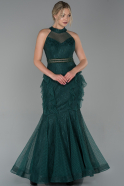Emerald Green Long Laced Evening Dress ABU1602
