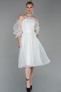 Midi White Invitation Dress ABK998