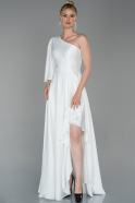 Long White Satin Evening Dress ABU1733