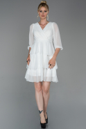 Short White Chiffon Invitation Dress ABK999