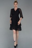 Short Black Chiffon Invitation Dress ABK999