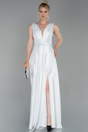 Long White Satin Evening Dress ABU1737