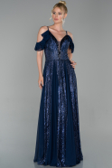 Long Navy Blue Chiffon Evening Dress ABU1740