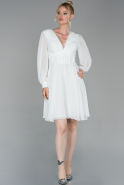 Short White Chiffon Evening Dress ABK1003