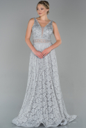 Long Grey Laced Evening Dress ABU1741