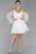 Mini White Dantelle Evening Dress ABK1012