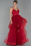 Long Red Dantelle Evening Dress ABU1779