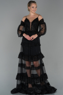 Long Black Dantelle Evening Dress ABU1781