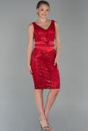 Short Red Laced Invitation Dress ABK1006