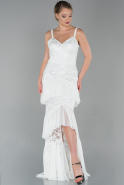 Long White Dantelle Evening Dress ABU1749