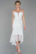 Midi White Laced Invitation Dress ABK1017