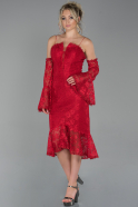 Midi Red Laced Night Dress ABK1018