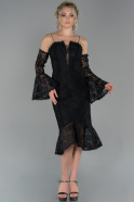 Midi Black Laced Night Dress ABK1018