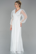 Long White Dantelle Evening Dress ABU1794