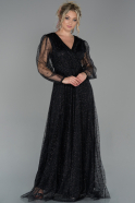 Long Black Dantelle Evening Dress ABU1794