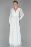 Long White Evening Dress ABU1796