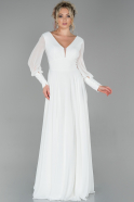Long White Chiffon Evening Dress ABU1797