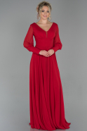 Long Red Chiffon Evening Dress ABU1797