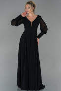 Long Black Chiffon Evening Dress ABU1797