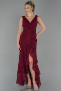 Long Burgundy Laced Evening Dress ABU1799