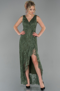 Long Olive Drab Laced Evening Dress ABU1799
