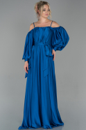 Long Sax Blue Satin Engagement Dress ABU1656