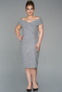Short Silver Plus Size Evening Dress ABK1028