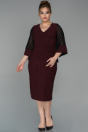 Black-Burgundy Short Plus Size Evening Dress ABK809