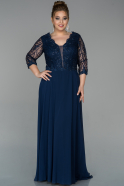 Long Navy Blue Chiffon Oversized Evening Dress ABU1809