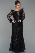 Black Long Laced Oversized Evening Dress ABU1486