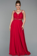Long Red Chiffon Plus Size Evening Dress ABU1778