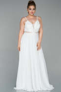 Long White Chiffon Plus Size Evening Dress ABU1778