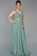 Turquoise Long Chiffon Plus Size Evening Dress ABU1778