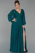 Long Emerald Green Chiffon Oversized Evening Dress ABU1732