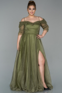 Olive Drab Long Oversized Evening Dress ABU1620