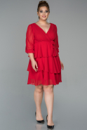 Short Red Chiffon Oversized Evening Dress ABK1002