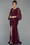 Long Burgundy Stony Plus Size Evening Dress ABU1810