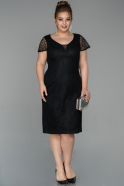 Short Black Dantelle Oversized Evening Dress ABK1027