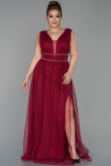 Long Burgundy Dantelle Plus Size Evening Dress ABU1811