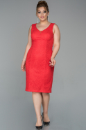 Short Red Dantelle Plus Size Evening Dress ABK1026
