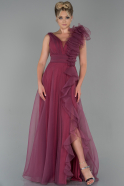 Rose Colored Long Evening Dress ABU1649